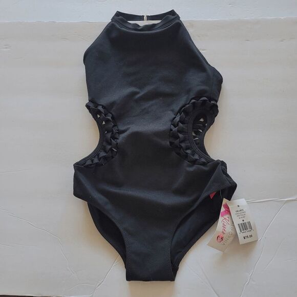 California Kisses black one piece open sides swimwear juniors size M fits S - Picture 6 of 6